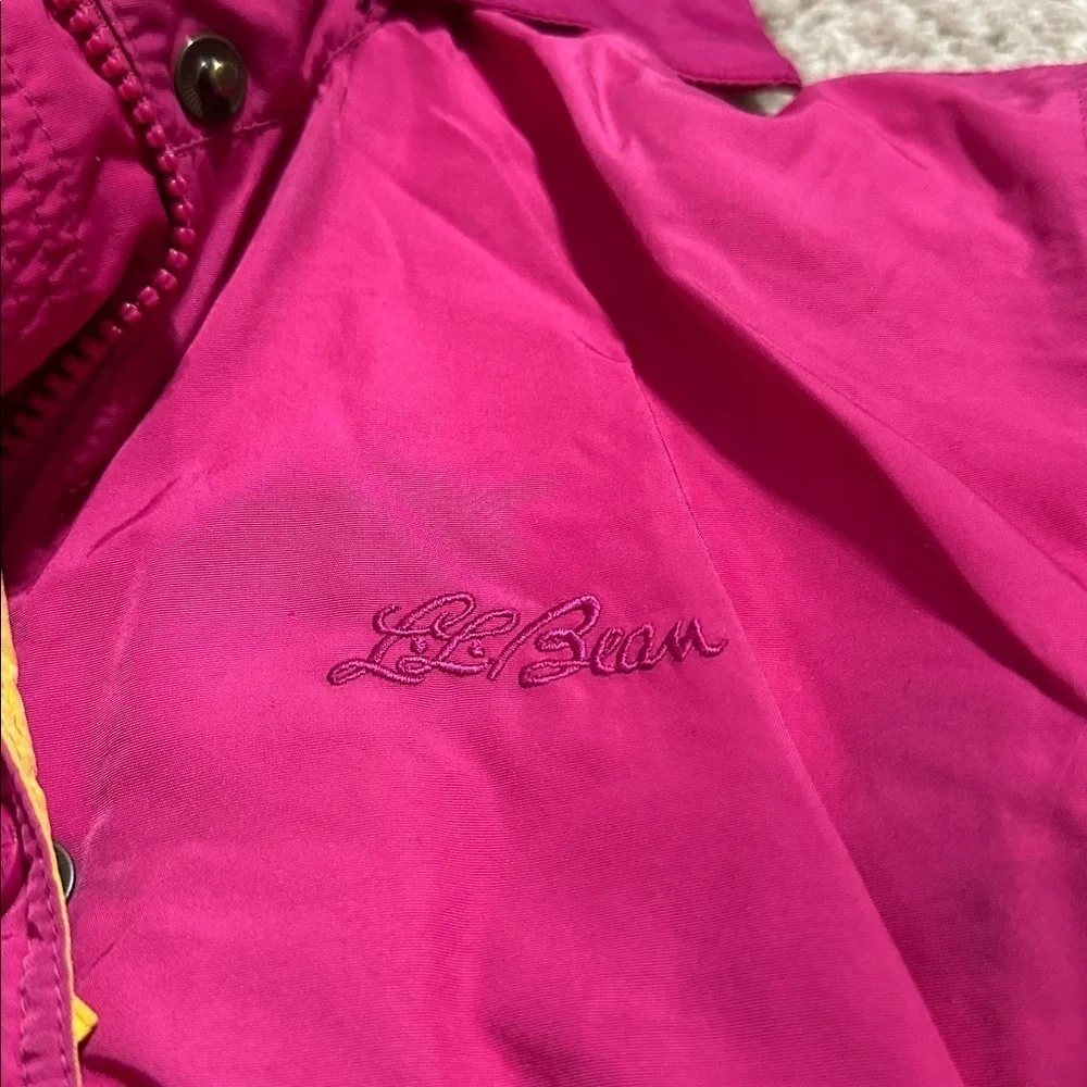 L.L. Bean Pink & Yellow Winter Jacket Thinsulate  Hooded Girls Size XS(6)